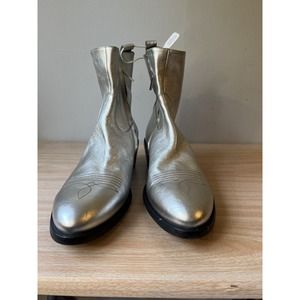 Jimmy Choo Men's Silver Leather Jesse Ankle Boots Zipper Size 41,5 (US Size 10)